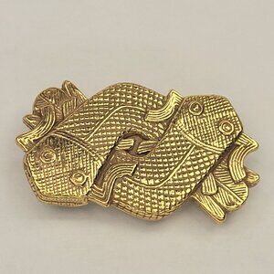 Vintage Koi Fish Brooch Pendent Combo Gold Tone Pisces VTG 2"